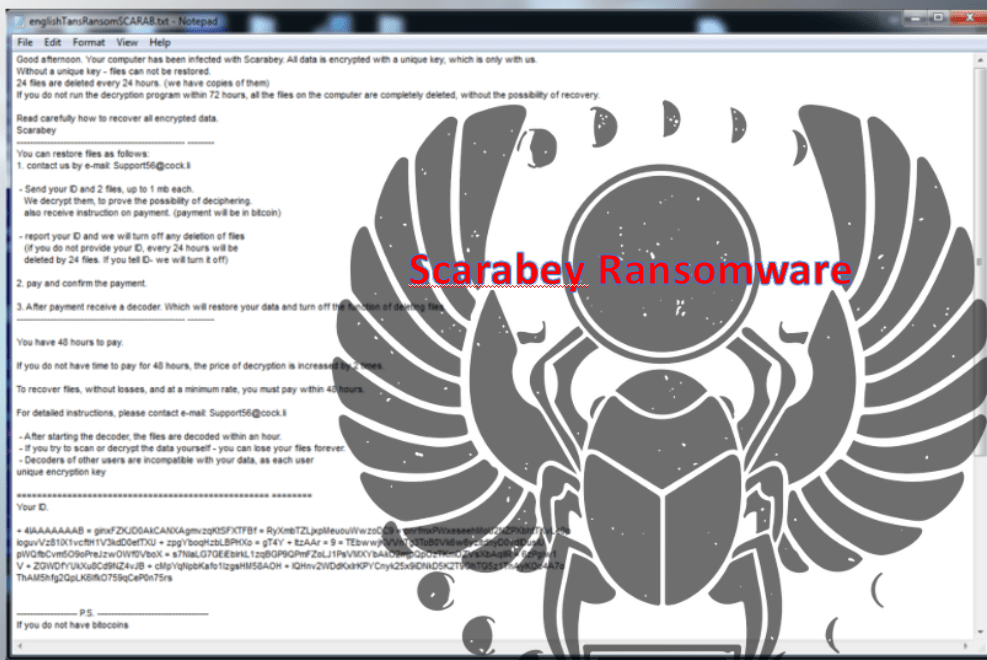 Как удалить из компьютера вирус Scarabey Ransomware
