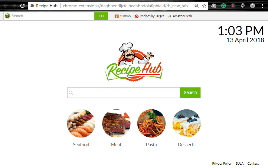Как удалить вирусную панель инструментов RecipeHub из компьютера?
