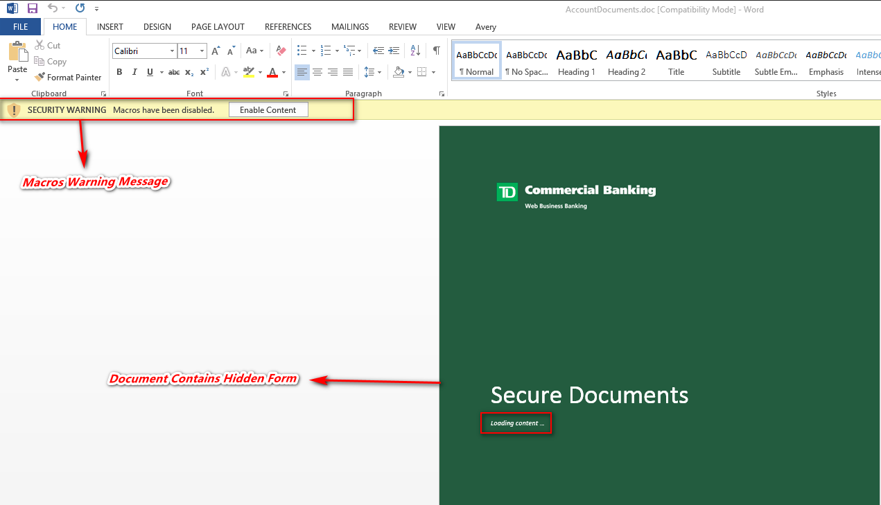 Macros Disabled Warning