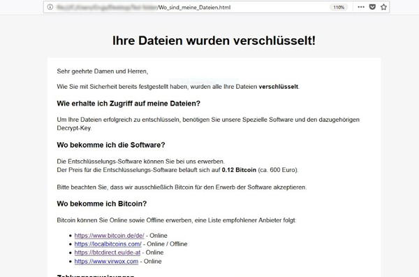 German language ransom note