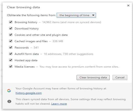 Clear Browsing history Clear Browsing history