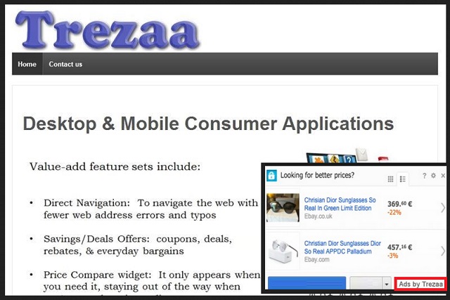 ads by Trezaa malware