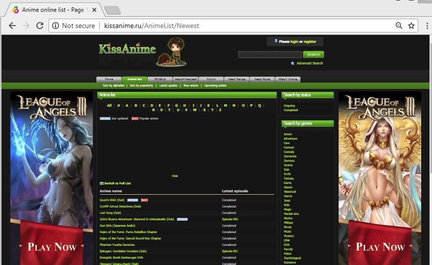 KissAnime Homepage firstview	