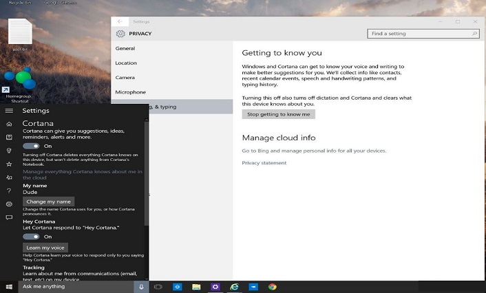 Turn of Cortana in Windows 10	