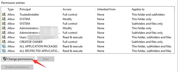 Change Permissions