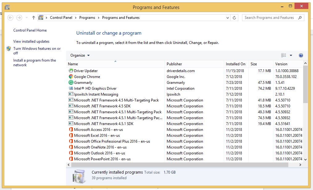 Uninstall from here