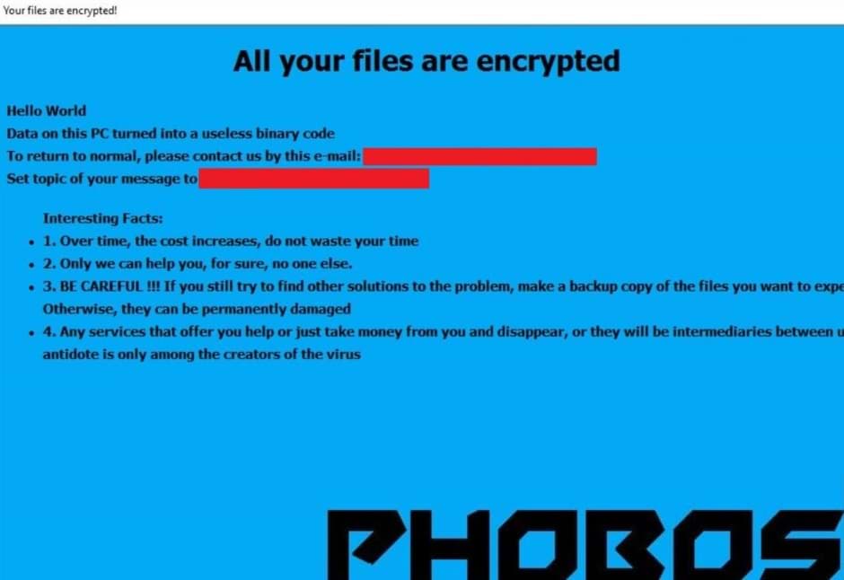 Best Guide to Remove Cadillac.407@aol.com Phobos Ransomware
